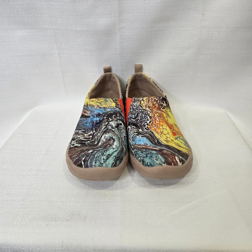 UIN Loafers Mens 10.5 Multicolor Fluid Splatter Paint Art Slip On